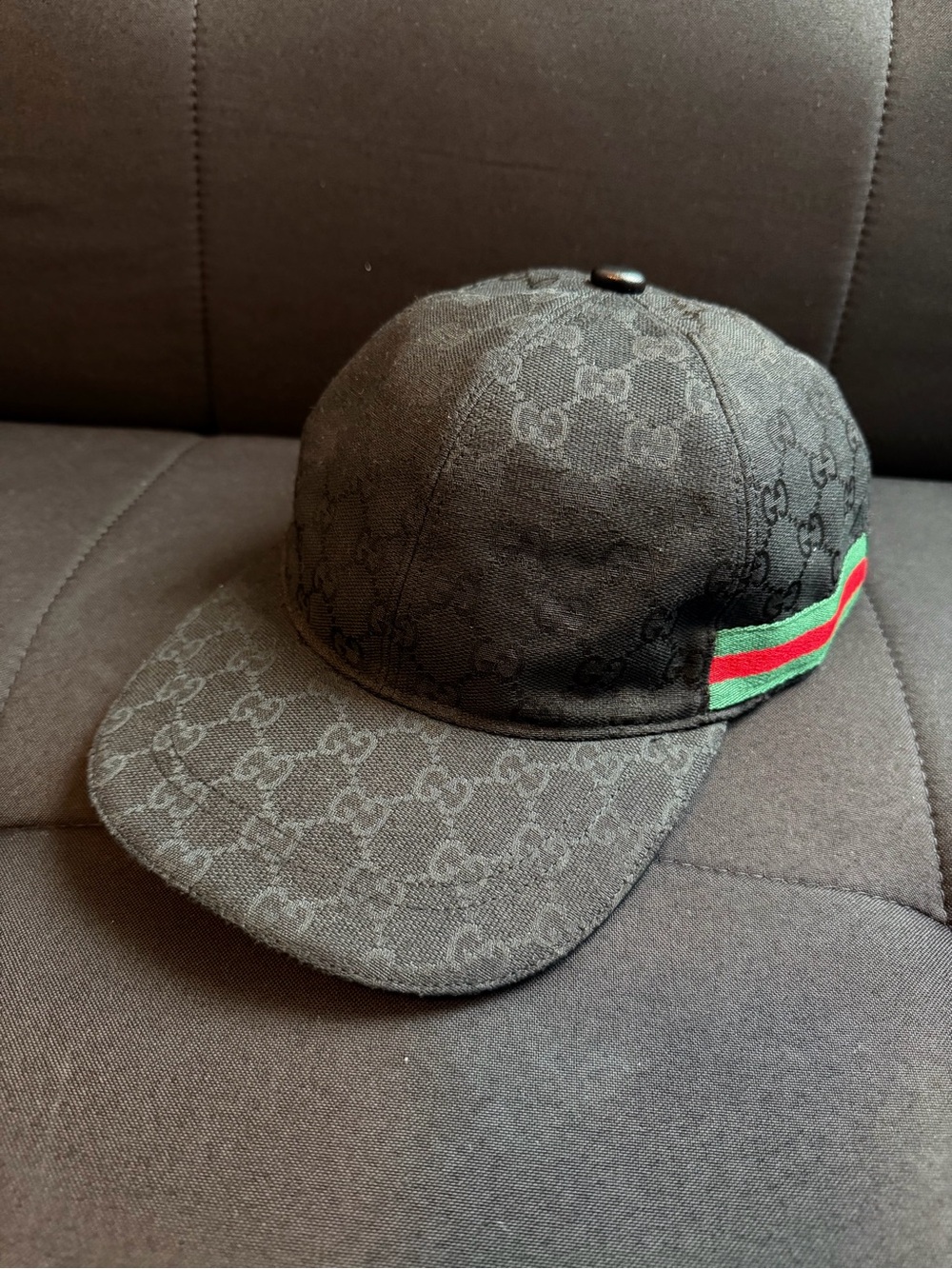 Gucci Black Monogram GG Canvas Baseball Hat